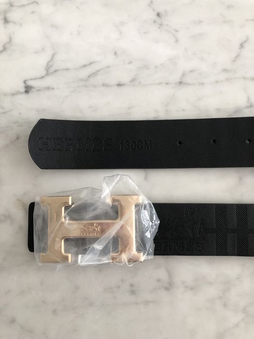 Hermes pasek uniseks czarny grawerowany