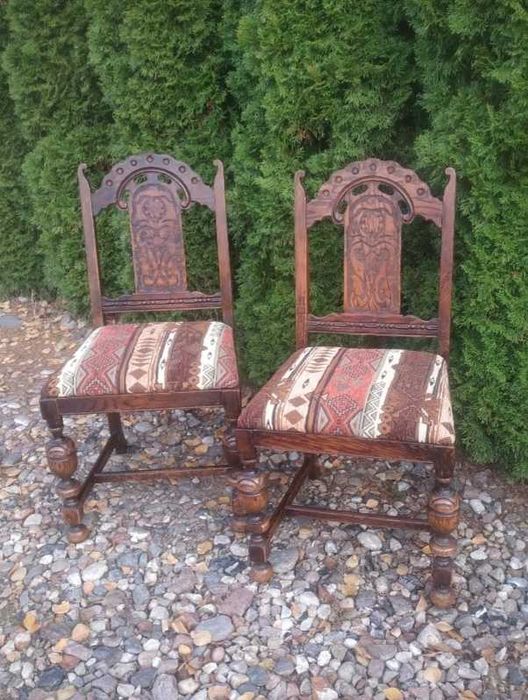 Zabytkowe Angielskie Krzesła 5szt antyki fotele jadalnia kuchnia