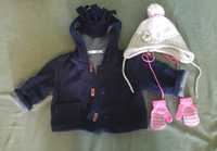kurtka, czapka i rękawiczki dla dziewczynki 6-9 m-cy