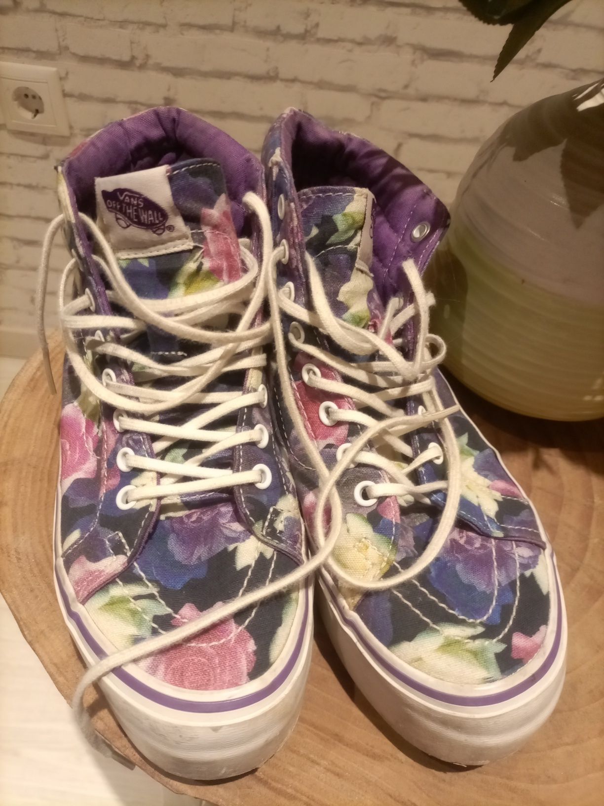 Vans plataforma padrão floral