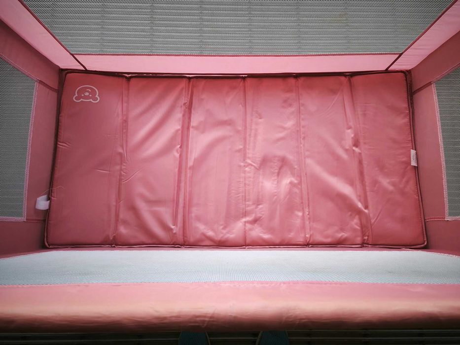 Cama de viagem rosa + colchão tripartido