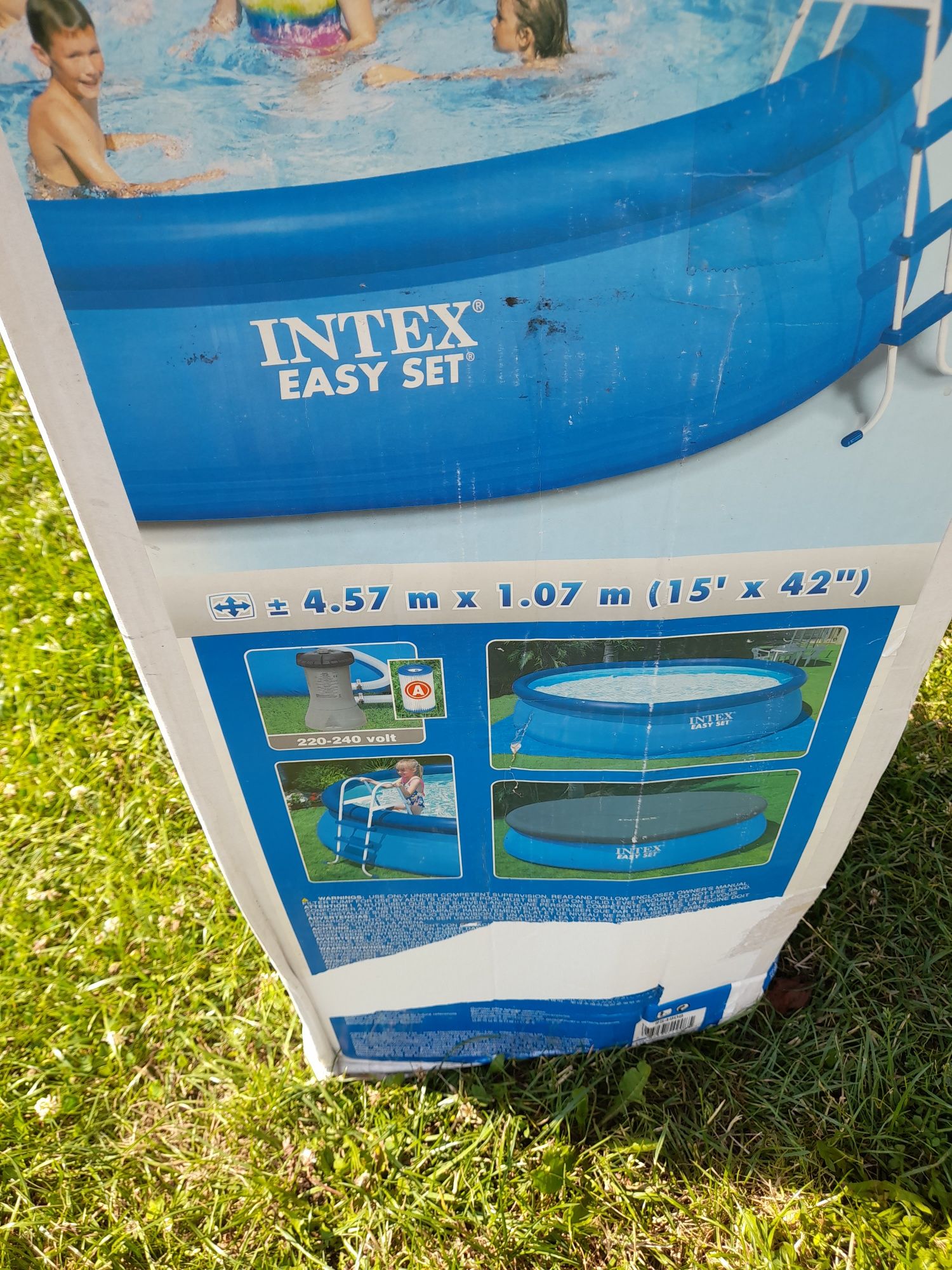 Basen ogrodowy rozporowy duży 4.57x1.07m Intex easyset z akcesoriami