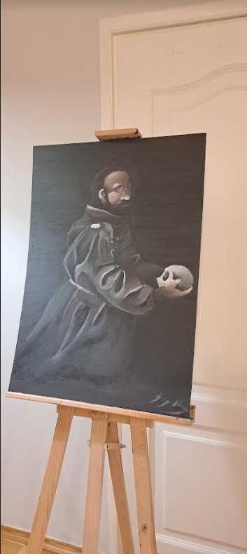 "Św. Franciszek"- Obraz olejny na płótnie- Ręcznie malowany