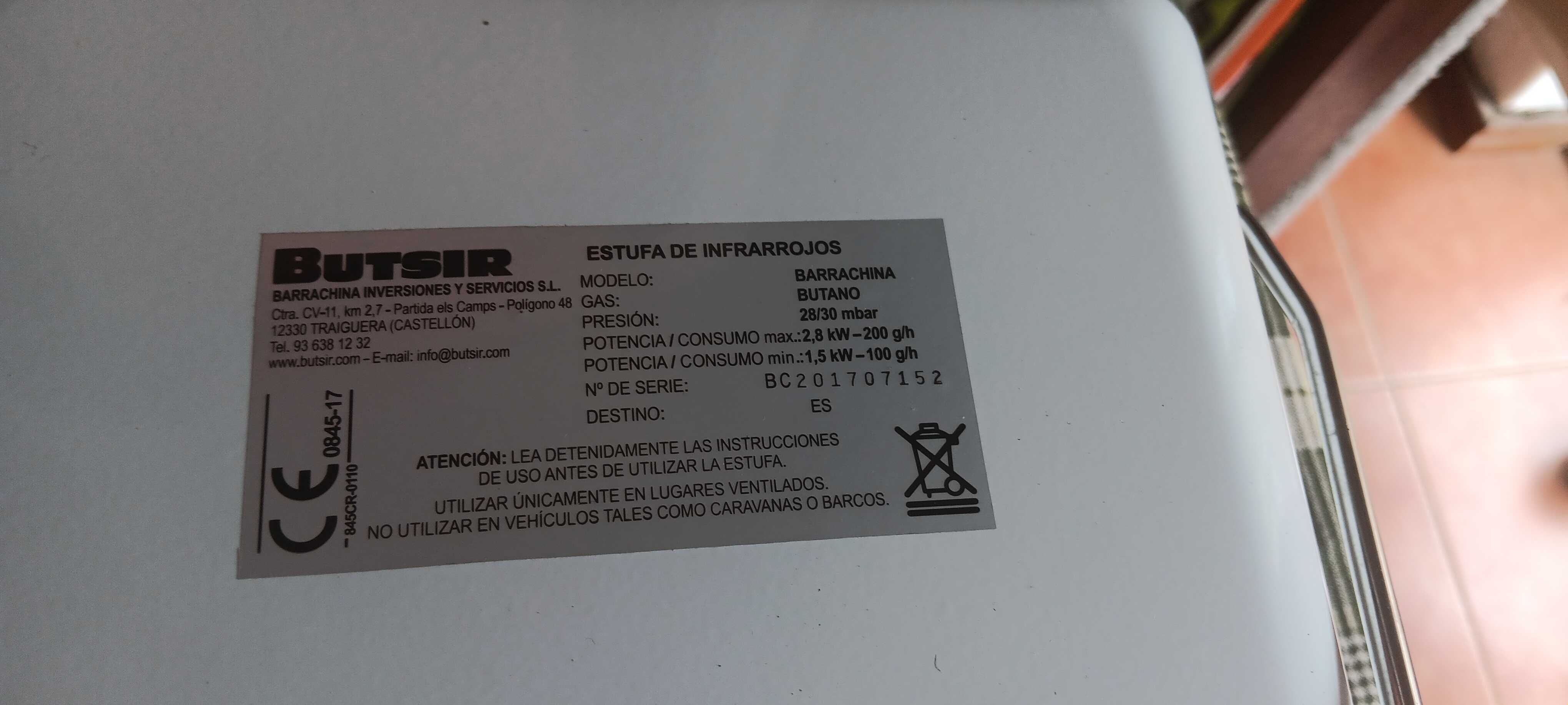 Estufa portatil de Infrarrojos, 2 modos de funcionamento 1.500W 2.800W