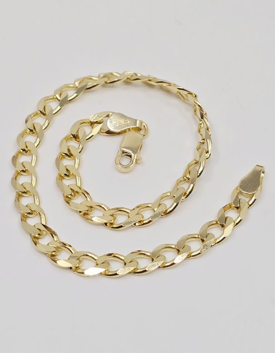 Złota bransoletka splot pancerka, pełna, męska próba 585 14k