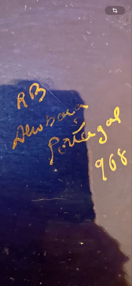 Jarra antiga em faiança de Alcobaça pintada à mão