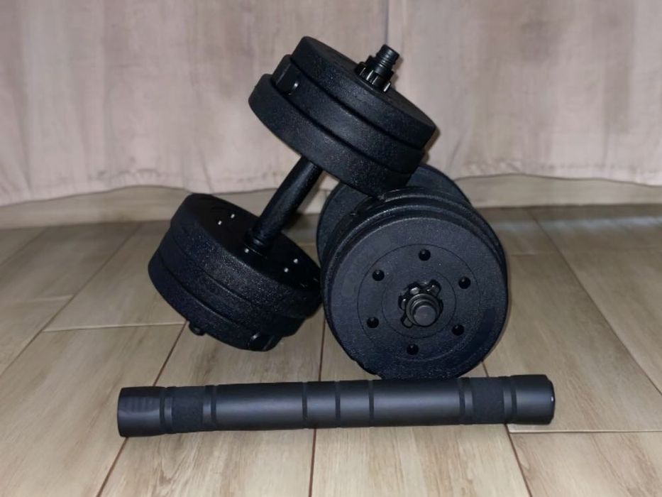 HANTLE hantelki bitumiczne Zestaw 20kg 2w1 2x10kg +gryf sztanga okazja