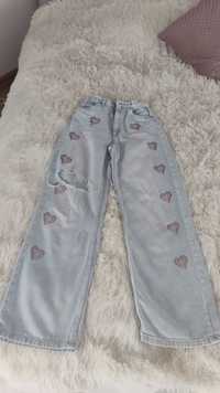 Spodnie jeans wide leg szerokie 152