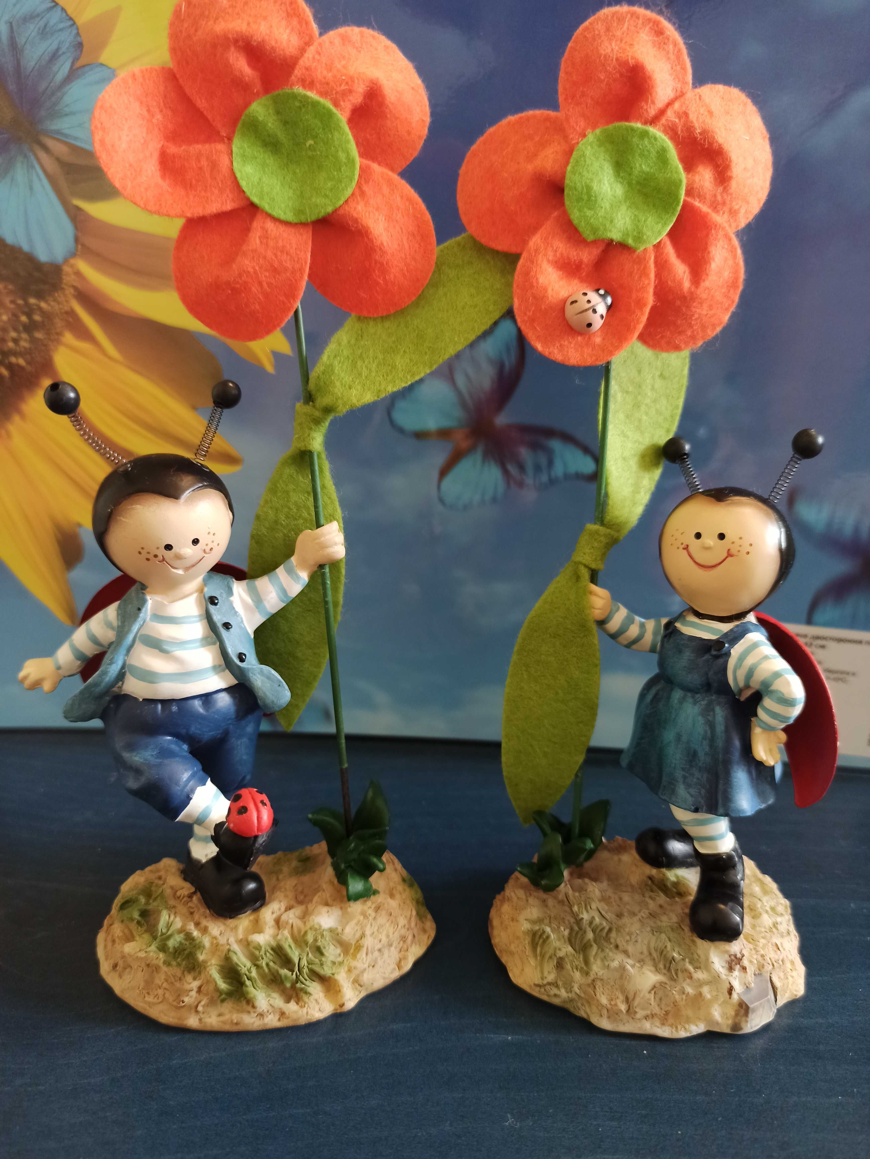 Сувенір,  статуетки –оберіг  «Діти – Сонечко (Божі корівки) з квіткою»