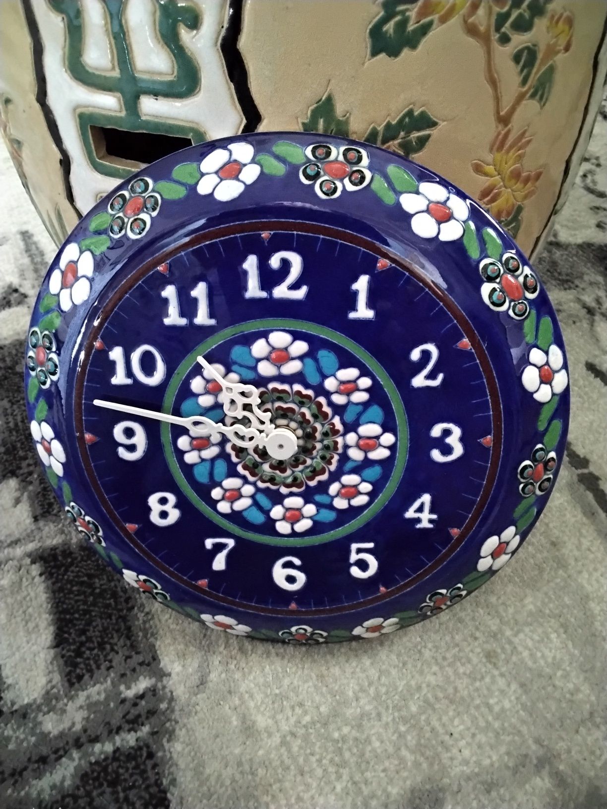 Vintage zegar Turcja ceramika  Kutahya