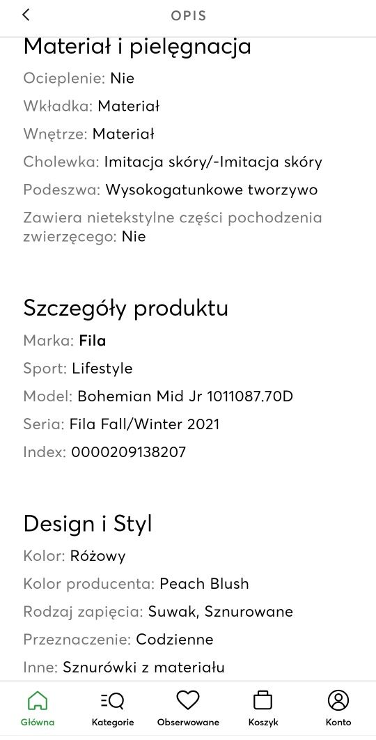 Buty Fila - 35 - nowe w pudełku - TRAPERY - pudrowy róż