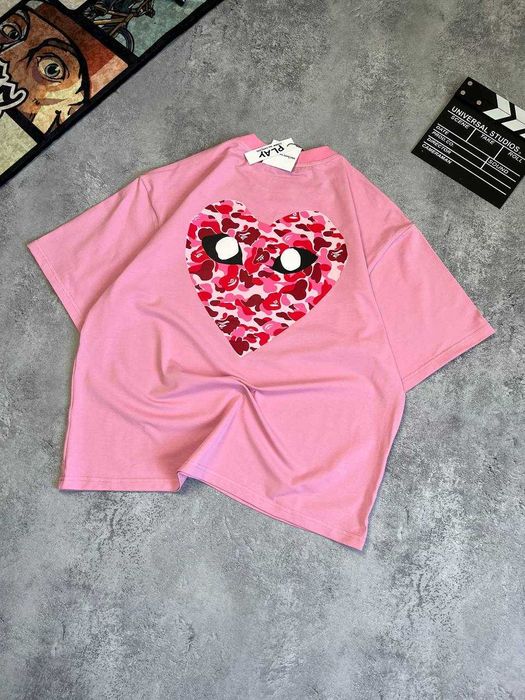 Рожева Футболка PLAY Comme des garcons(Heart) з бірками