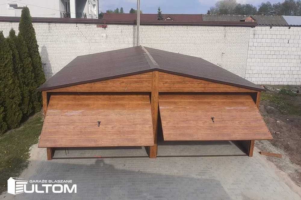 Garaż blaszany blaszak 8x8 akrylowy drewnopodobny PREMIUM
