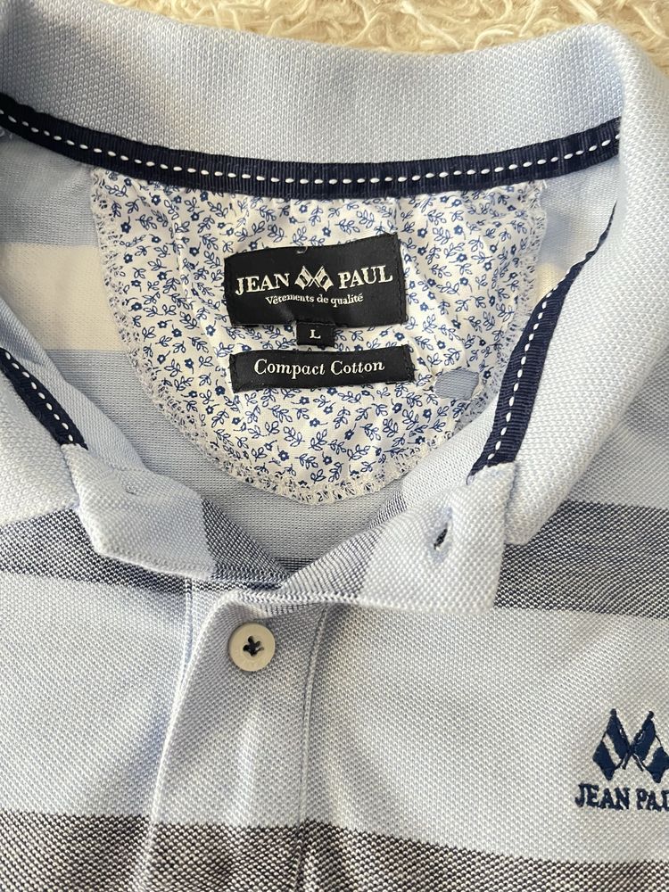 Jasnoniebieska w paski męska koszulka polo Jean Paul L