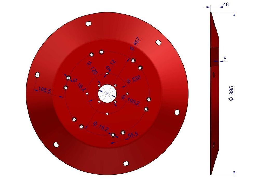 Talerz roboczy Kosiarka rotacyjna 1,85 m gr. 5mm Waryński