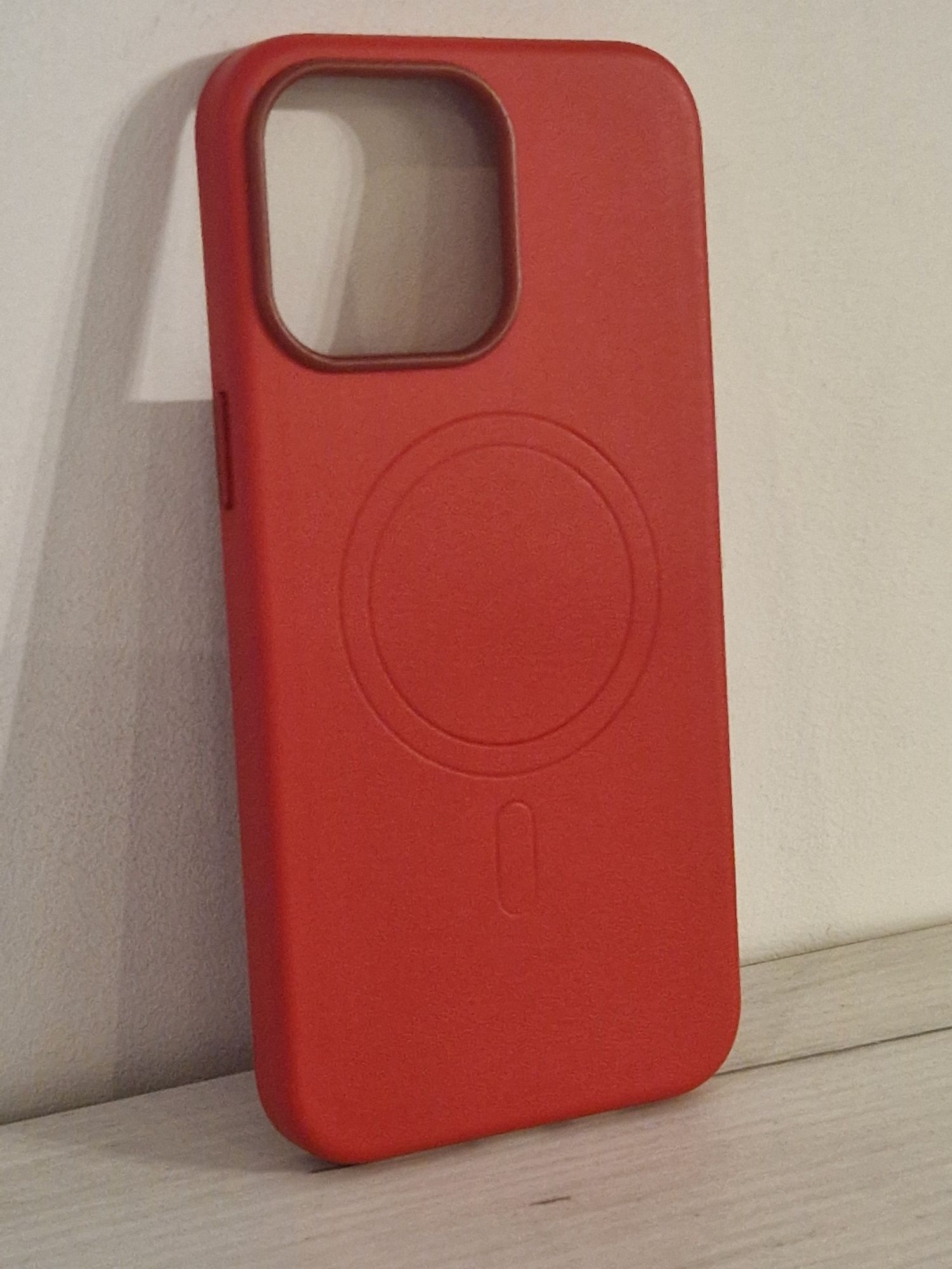 MagSafe Leather Case Iphone 15 Pro Max Czerwony