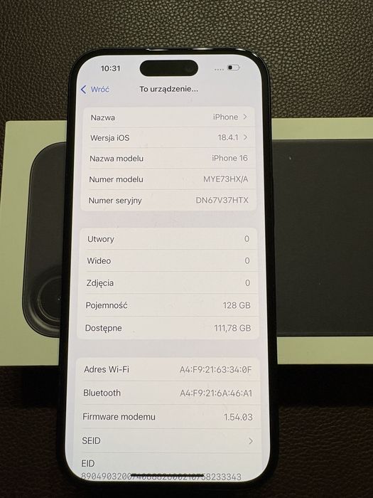 Iphone 16 Black 128GB bateria 100% Gwarancja