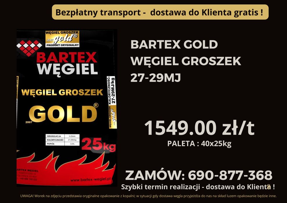 POLSKI WĘGIEL:Groszek 25 MJ JARET Plus-Świątniki Górne i okolice !