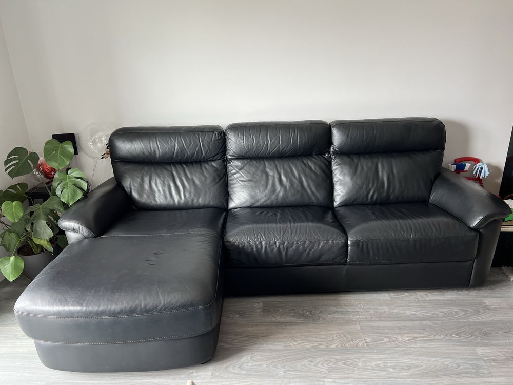 Vendo sofa em pele com chaise longue - Chateau d’Ax