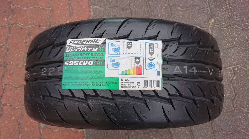 1x 225/45r17 FEDERAL 595 EVO FRF Nowa 94Y 225/45ZRF17 595EVO 1sztuka