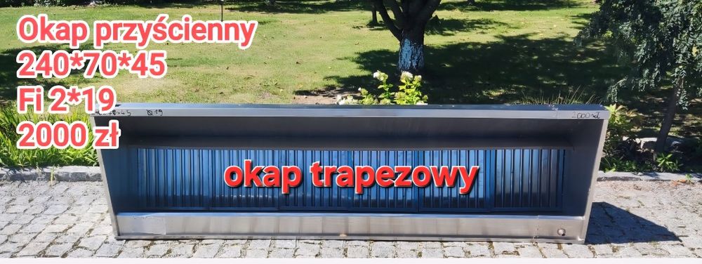 Okap trapezowy przyścienny, pochłaniacz tłuszczu, okap gastronomiczny