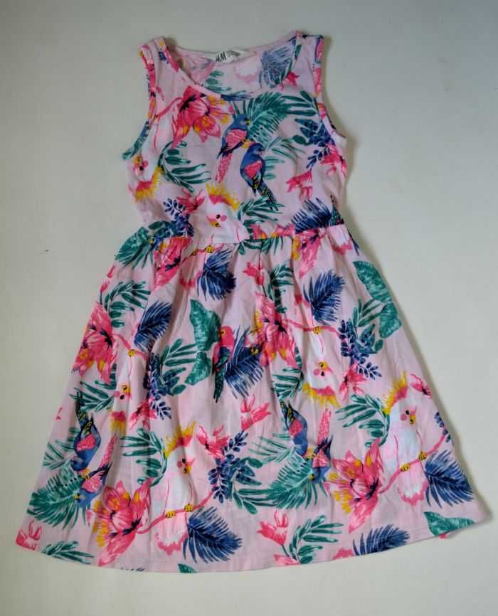 T9 H&M Sukienka Motyle 4-6lat 122-128cm Papugi NOWA