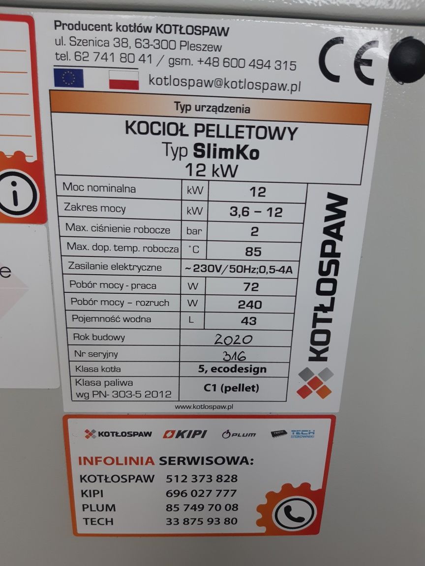 Kocioł na DOTACJE  Kotłospaw SlimKo 12kW Panel Gratis DOSTAWA