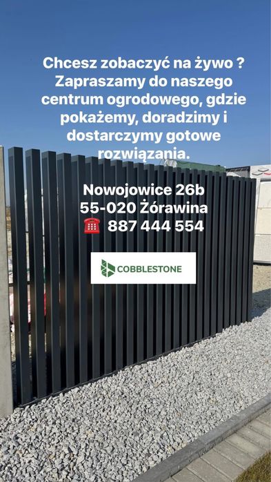 Ogrodzenie palisadowe grzebieniowe betonowe przęsła furtki multibox