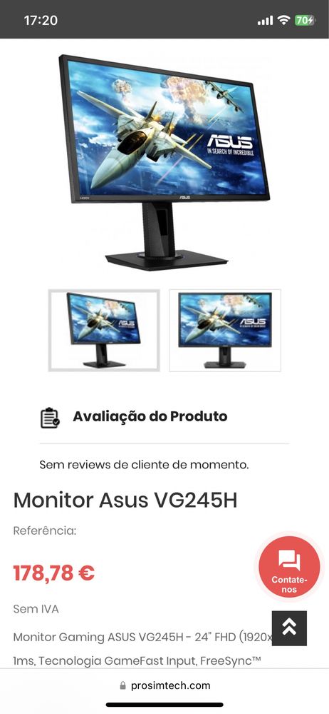 Monitor Asus VG245H 75 Hz 24” PREÇO NEGOCIÁVEL