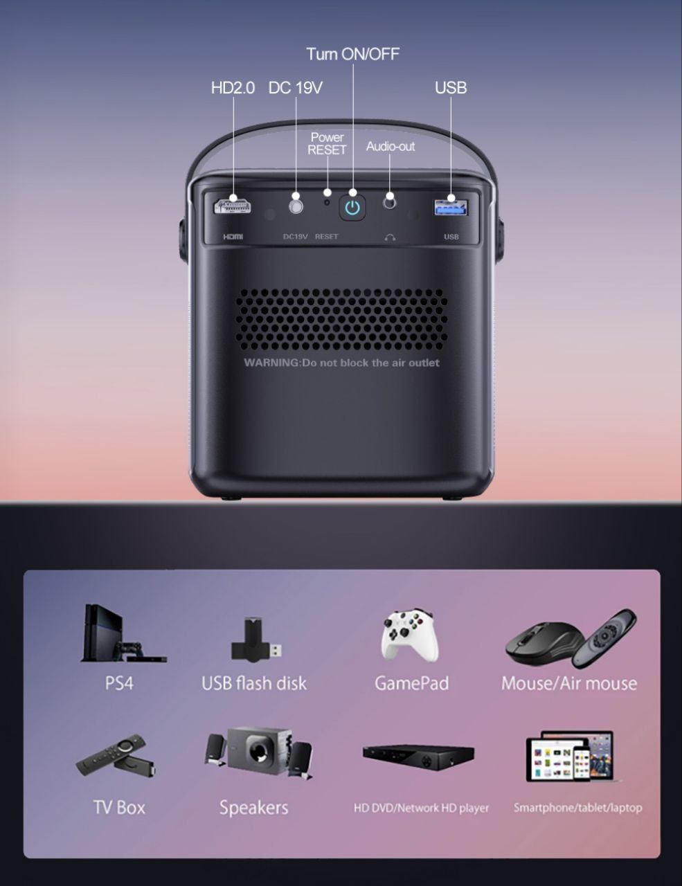 TouYinger G5 FullHD проектор, Android version, 1920х1080