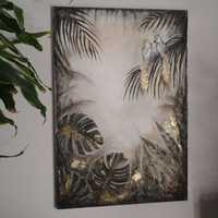 Nowoczesny obraz 50x70 Abstrakcja ręcznie malowany Akryl-Zloto,czarny