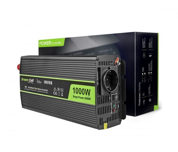 Инвертор 1000W/2000W 12V Green Cell (преобразователь, ИБП)