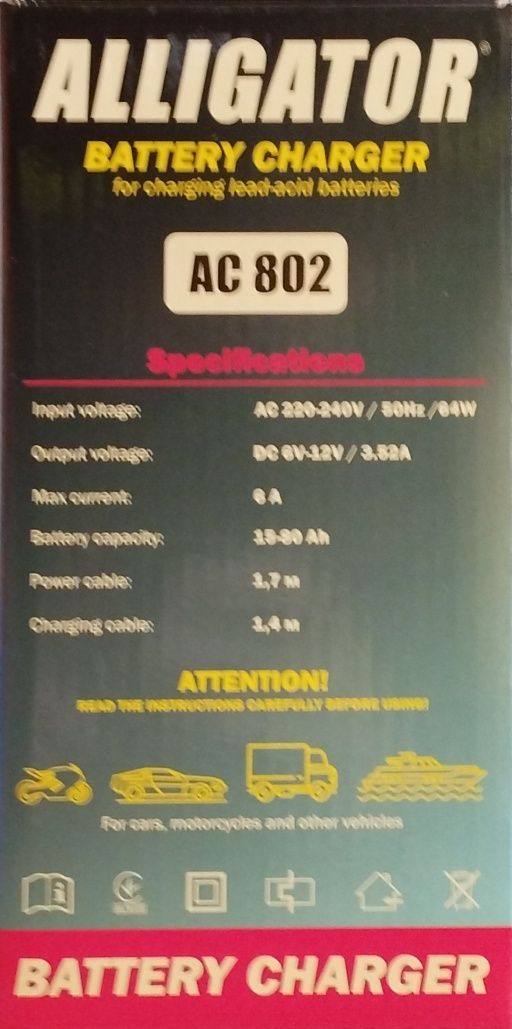 Зарядний пристрій АКБ Alligator 6/12V, 6А
