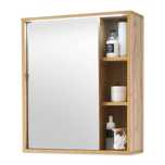 Wisząca Szafka łazienkowa  lustrem i LED  drewno 60 x 70 x 20