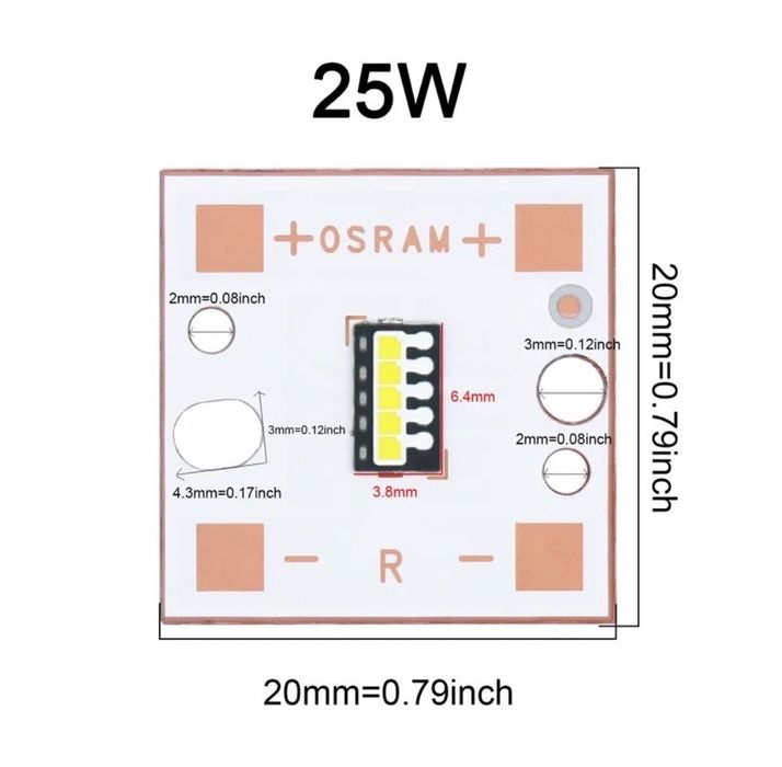 Светодиодный LED чип 20 Вт, 12-14 В, 1200 ма