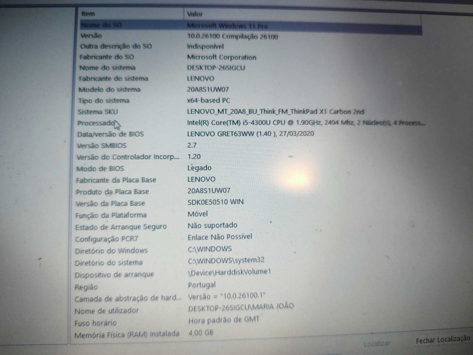 Lenovo ThinkPad X1 Carbon 4GB i5 SSD 256GB