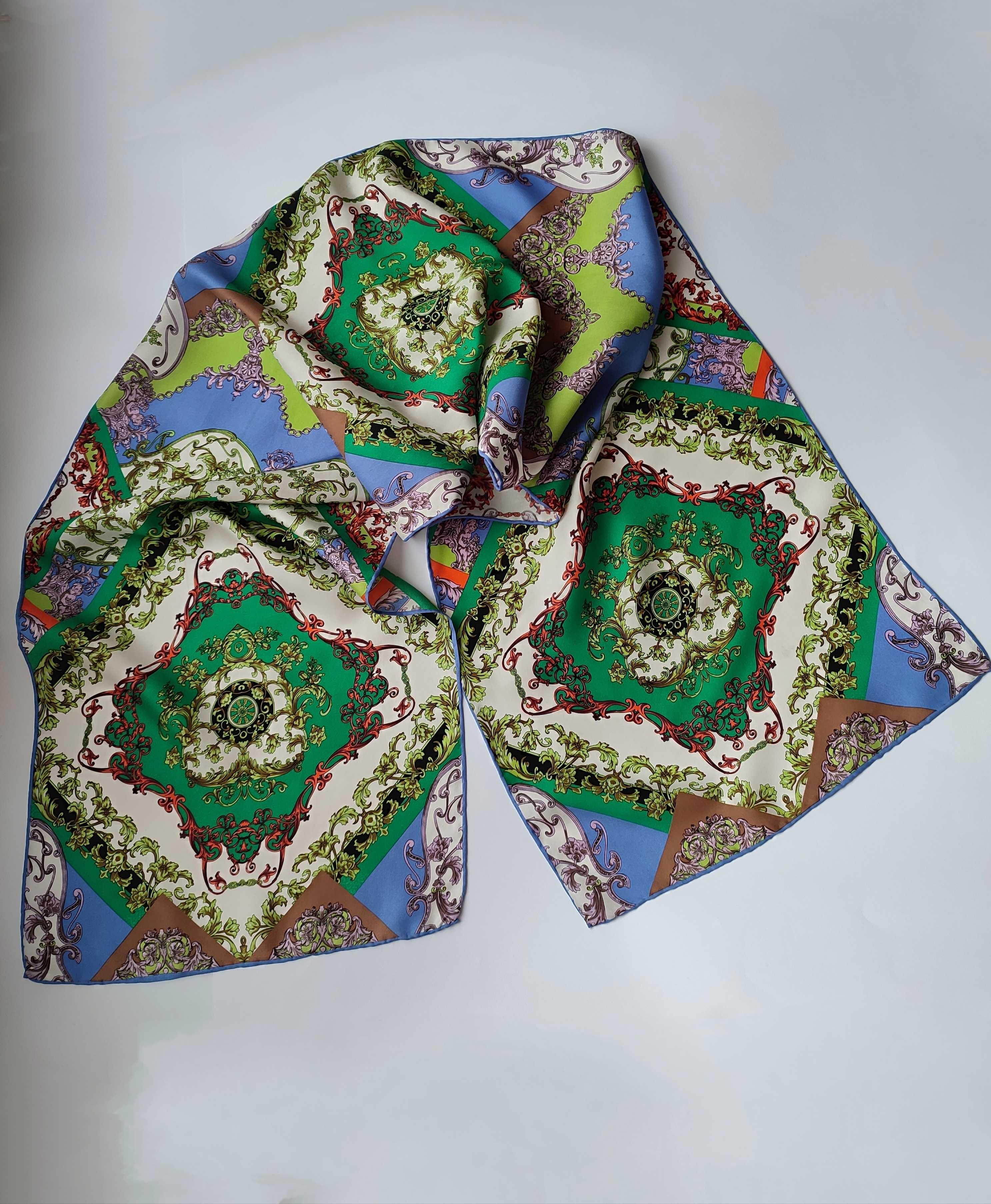 Шелковый палантин шарф платок,
100%шелк, шов роуль