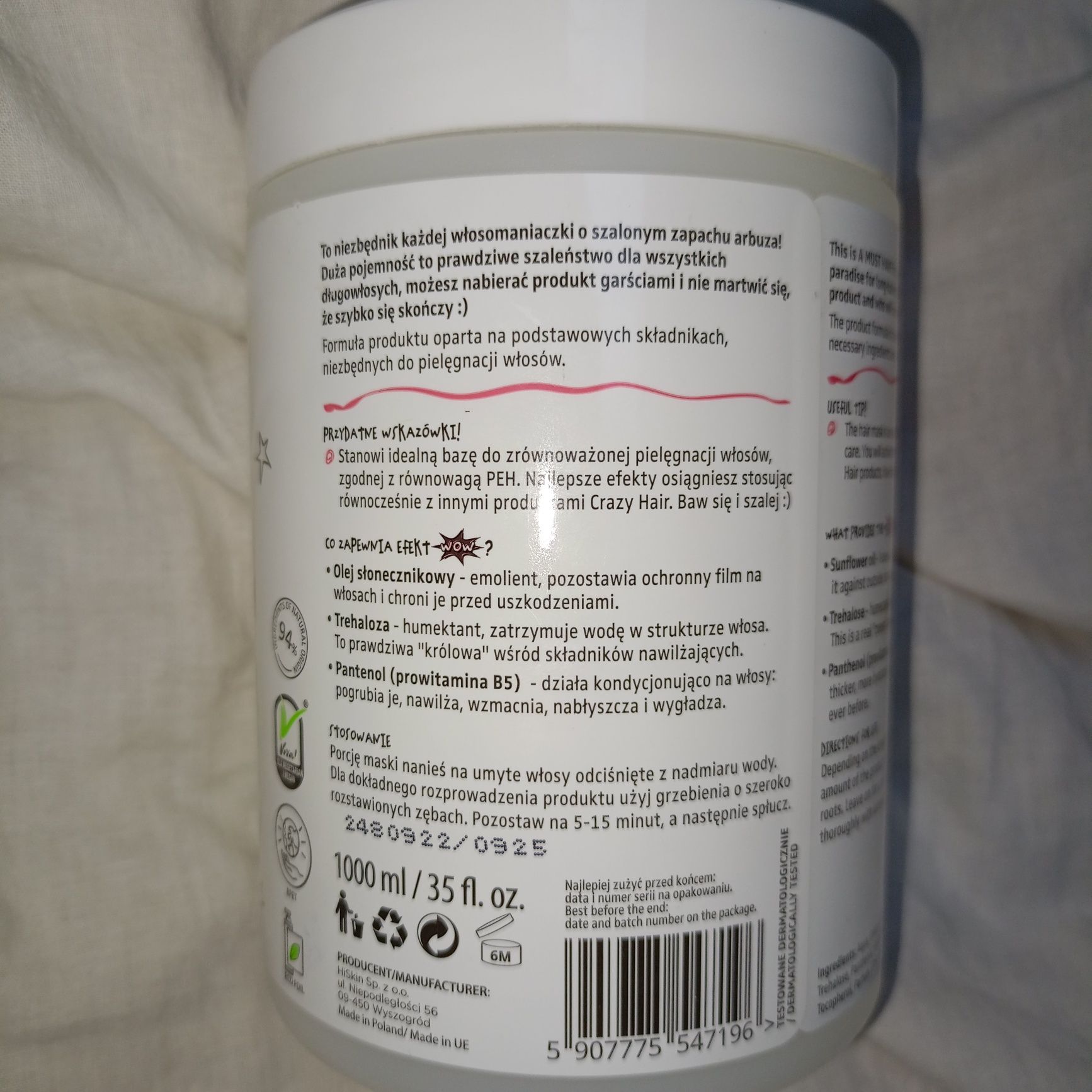 Maska do włosów Hair Mask 1 litr równowaga PEH