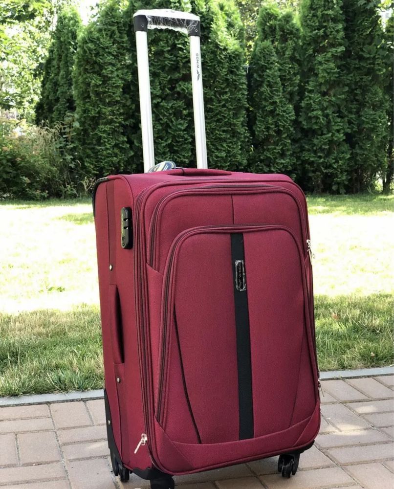 Тканинна валіза Wings Buzzard 1706 велика на 2 колесах червона