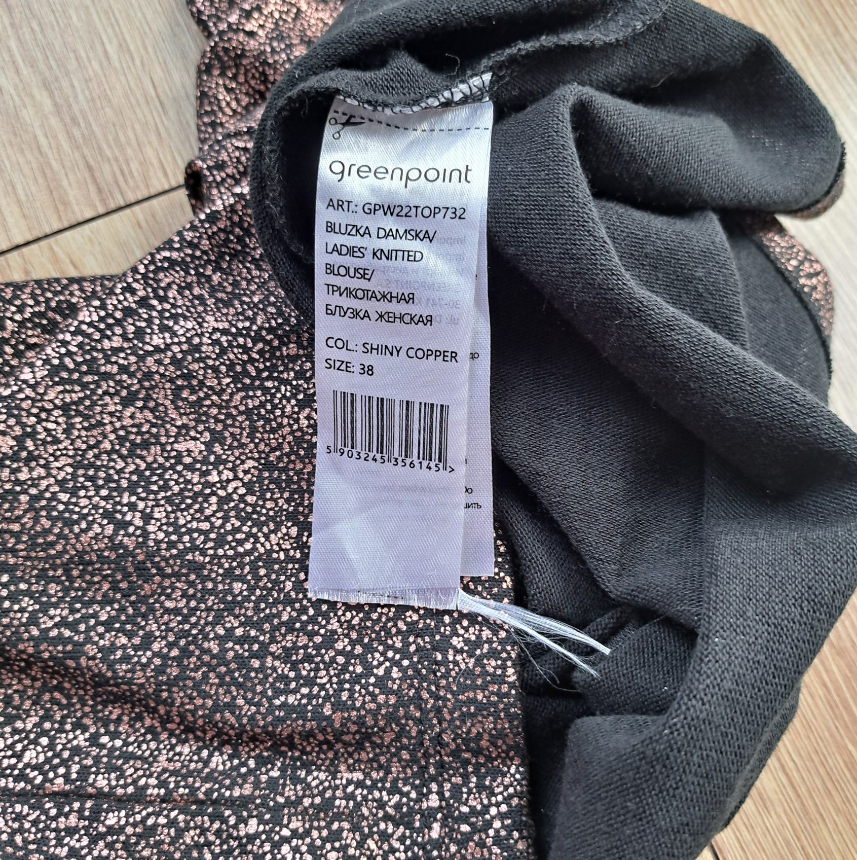 Greenpoint elegancka połyskująca bluzka damska w kolorze miedzi