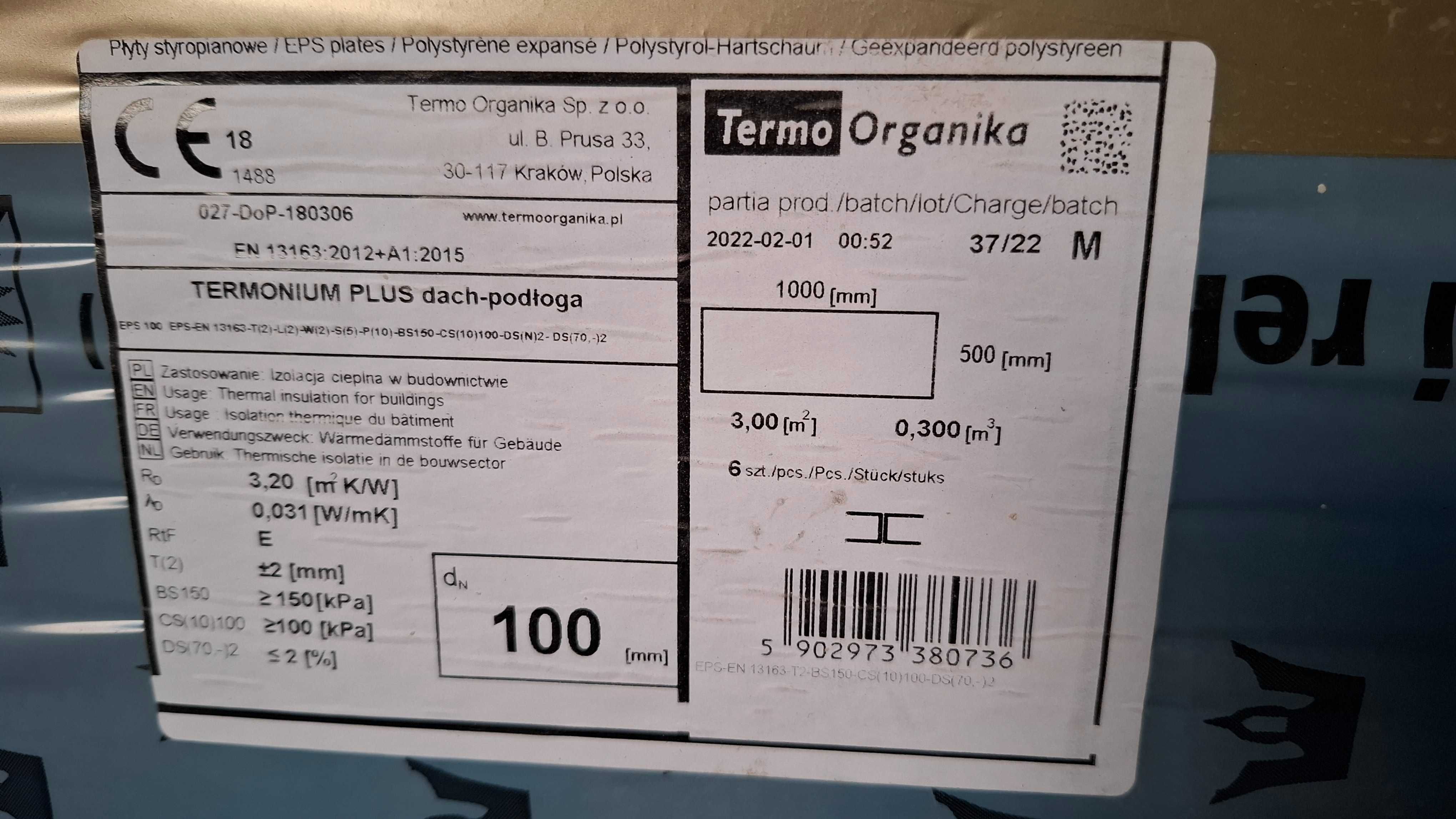 STYROPIAN Termo Organika TERMONIUM PLUS  0,031 10cm