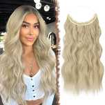 FESHFEN  przedłużanie włosów, popielaty blond, syntetyczne, 40 cm