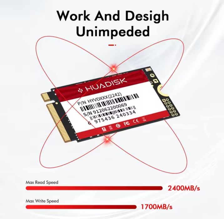 Новый. Твердотельный ssd накопитель nvme m2 Huadisk 128gb 2242 TLC