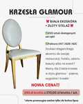 KRZESŁA GLAMOUR - biała ekoskóra+złoty stelaż NOWA CENA 249 zł brutto