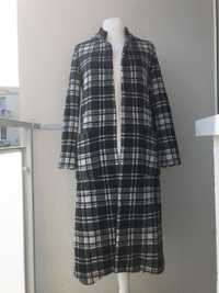 Płaszczyk płaszcz Zara wełniany w kratkę M modny blogerski