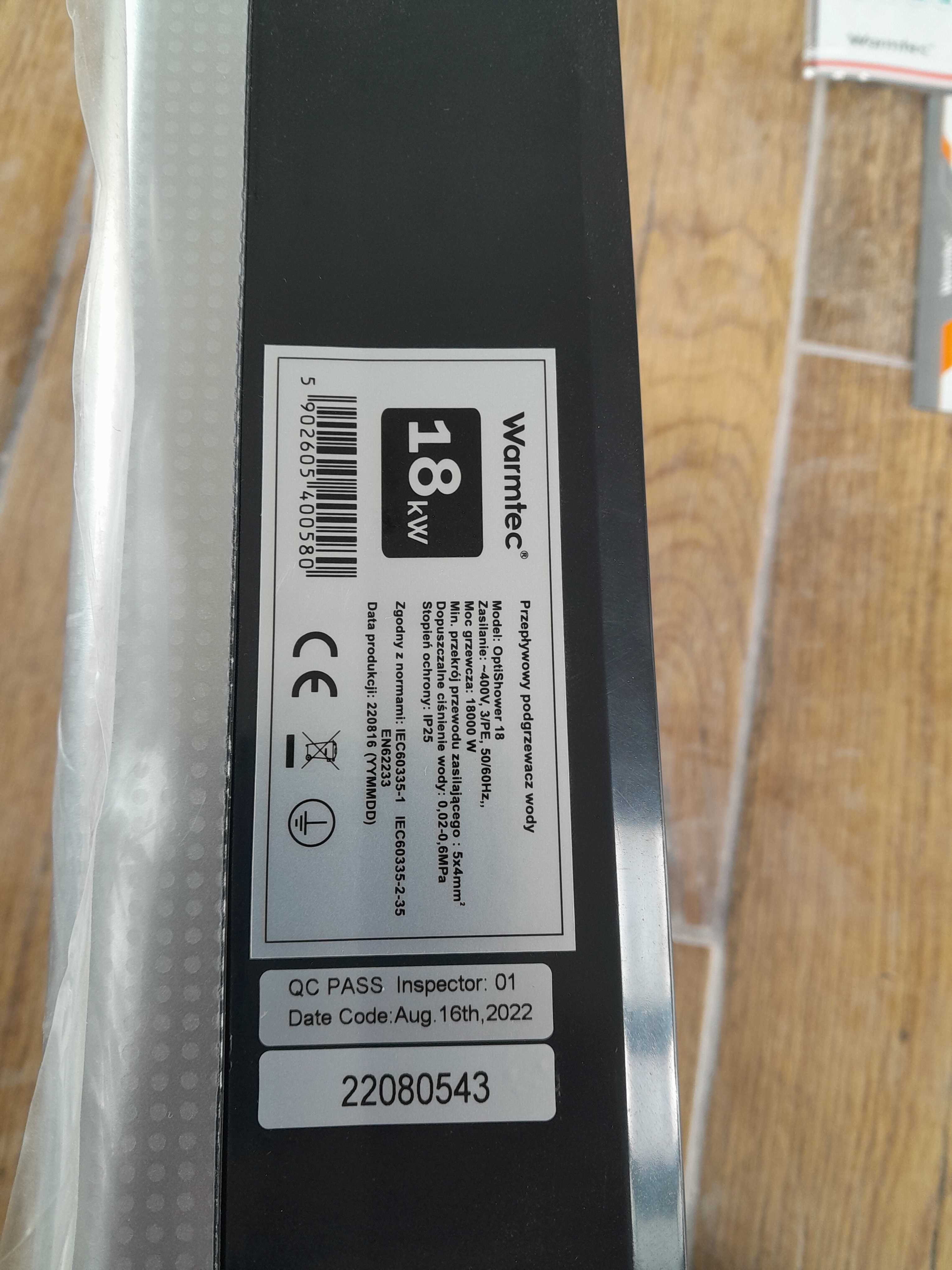 Przepływowy ogrzewacz wody elektryczny  Warmtec opti shower 18kW