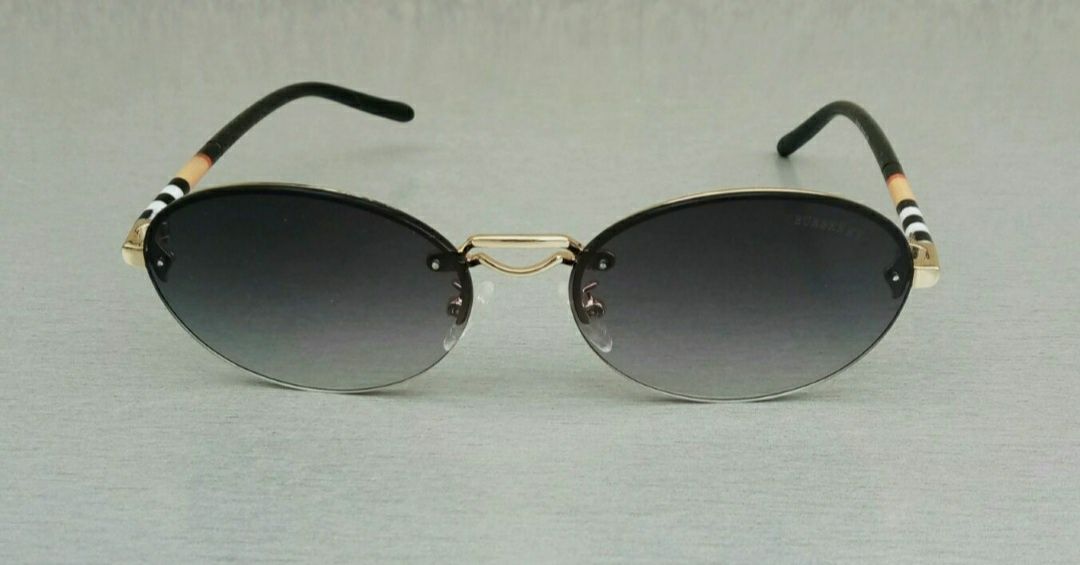 Burberry стильные овальные узкие очки унисекс темно серый градиент