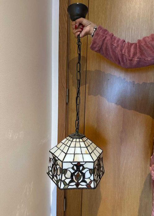 Candeeiro de Teto Estilo Tiffany em Vidro Colorido
