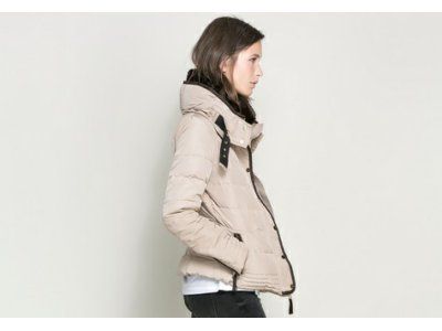 Kurtka Zara Basic puchowa M 38 beżowa PUCH damska zimowa