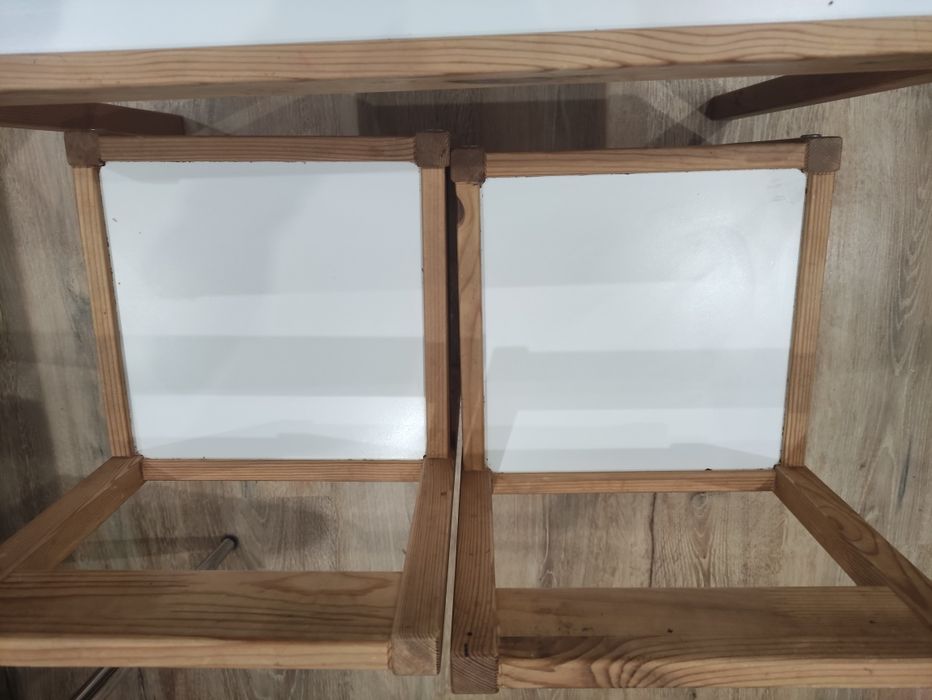 Stolik dziecięcy z dwoma krzesełkami biały/sosna ikea